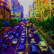 abstract colorful mosaic check city transportation pattern background