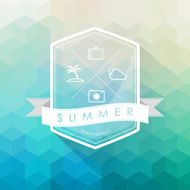 summer label on polygon abstract background