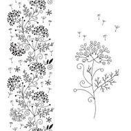 Seamless floral border and small bouquet N2