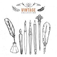 Vintage retro old nib pen brush ink collection N3
