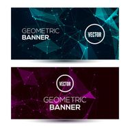 Dark horizontal abstract geometric low poly polygonal banners template design