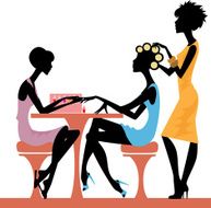 silhouette women in a beauty salon