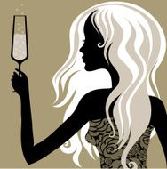 Vintage blond woman with glass of champagne N2