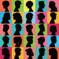 Avatars of silhouettes Profiles with different hairstyles N3