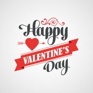 Happy Valentine&#039;s Day Lettering Card - Typographical Background With Ornaments N4