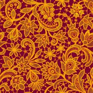 Gold lace on red background Seamless pattern