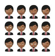 young indian men wearing suit avatar expression set
