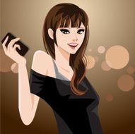 Pretty Girl Holding Cell Phone