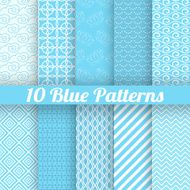 Blue different seamless patterns