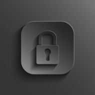 Lock icon - vector black app button