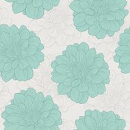 Hand-drawn flowers of dahlia Seamless pattern N2