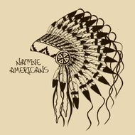 Illustration with Native American Indian chief headdress N2