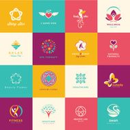 Set of flat icons for beauty healthcare wellness and fashion