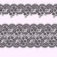 Black Lace Floral Pattern Seamless Border