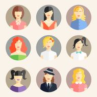 women avatars in flat style