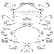 Elegant floral elements with branches and leaves N7