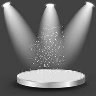 Empty white shelves on black background Vector illustration