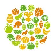 Fruit and Vegetable Icons in Circle Shape N2