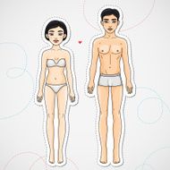 Male and female body Asian ethnic