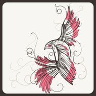 hand drawn bird in the frame