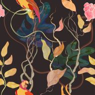 trendy seamless pattern with harbor theme watecolor plants