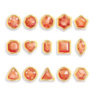 Set realistic gemstones in gold Colorful gems - red-orange