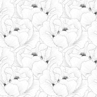 Beautiful monochrome black and white seamless background with flowers N20