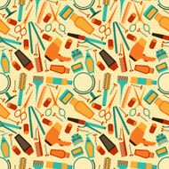 Hairdressing tools seamless pattern in retro style N8
