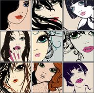 vector portraits of pretty women N2