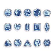 Set realistic gemstones in silver Colorful gems -blue