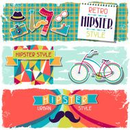 Hipster horizontal banners in retro style