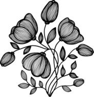 abstract black-and-white flower of the lines