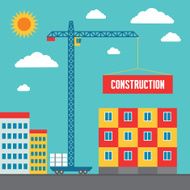 Construction of Building - Vector Illustration in Flat Style Design
