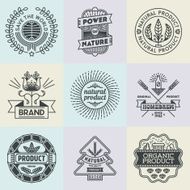 Assorted retro design insignias logotypes natural product set
