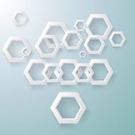 abstract 3D gray hexagon pattern with blue background