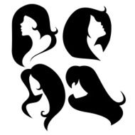 Vector Set of Female Cameo Silhouettes N2
