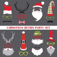 Christmas Retro Party set - Glasses hats lips mustaches masks