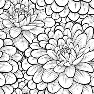 Beautiful seamless background with monochrome black and white flowers N11