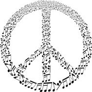 peace sign with musical notes pattern
