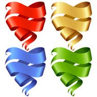 Vector Ribbon banners in the shape of heart