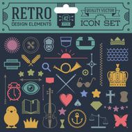 Retro design elements hipster style icon color set 2