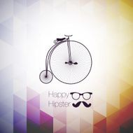 hipster mustag retro bicycle triangle background N2