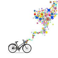 Bike with a basket in decorative flowers N2