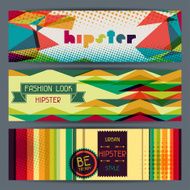 Hipster horizontal banners in retro style N2