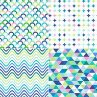 Colorful zigzag and polka dot vector background