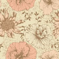 Seamless floral wallpaper hand-drawing Vector illustration