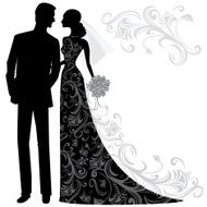 Elegant Bride and Groom Silhouette Just Married N5