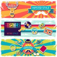 Hipster horizontal banners in retro style N3