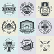 Assorted retro design insignias logotypes home brewery set 1