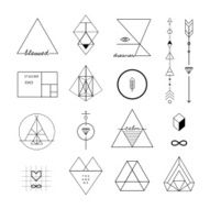 Set of vector trendy geometric icons and logotypes